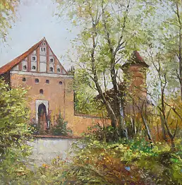 Józef Łącki, OLSZTYN ZAMEK, Obraz olejny - płótno, 61 x 50