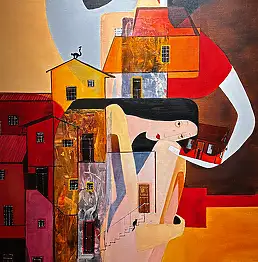 Aneta Barglik, À propos de l'amitié et de l'affection, Peinture à l'huile - toile, 94 x 114