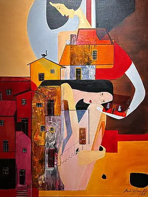 Aneta Barglik, About Friendship and Affection, Oil painting - canvas, 94 x 114