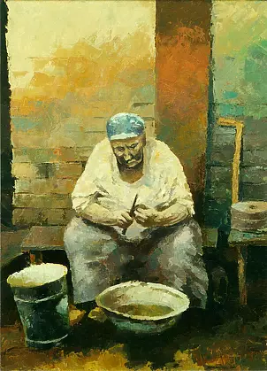   - ,, Peeling potatoes "