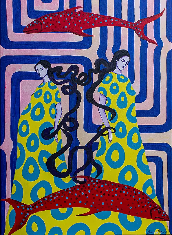 Oksana Chumakova, Obraz „Czekając na cud”, Obraz akrylowy - płótno, 50 x 70