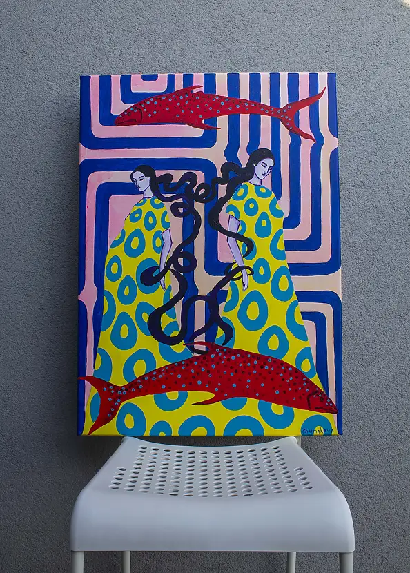 Oksana Chumakova, Obraz „Czekając na cud”, Obraz akrylowy - płótno, 50 x 70