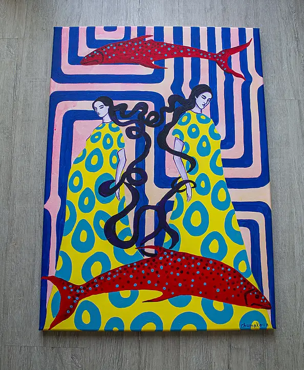 Oksana Chumakova, Obraz „Czekając na cud”, Obraz akrylowy - płótno, 50 x 70
