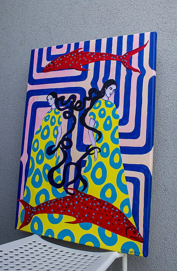 Oksana Chumakova, Obraz „Czekając na cud”, Obraz akrylowy - płótno, 50 x 70