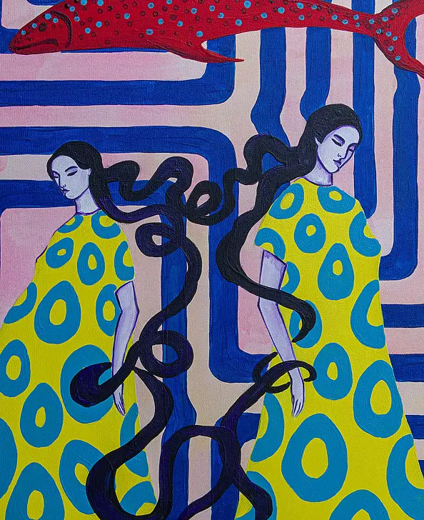 Oksana Chumakova, Obraz „Czekając na cud”, Obraz akrylowy - płótno, 50 x 70