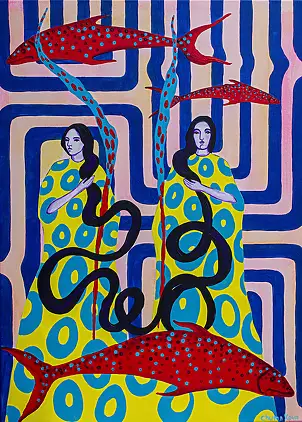 Oksana Chumakova, Obraz „Czy powinniśmy posadzić drzewo?”,, Obraz akrylowy - płótno, 50 x 70