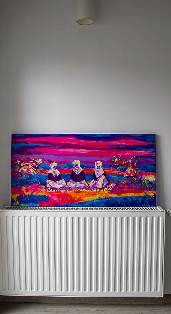 Oksana Chumakova, Das Gemälde „Weit in der Steppe“., Acrylgemälde - Leinwand, 100 x 50