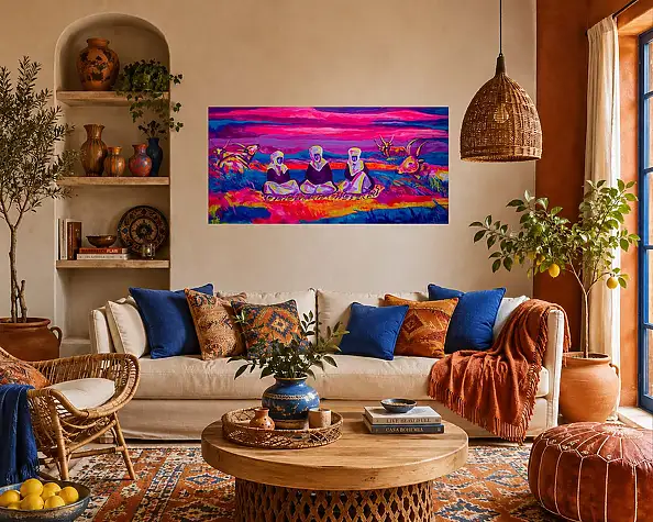 Oksana Chumakova, Das Gemälde „Weit in der Steppe“., Acrylgemälde - Leinwand, 100 x 50