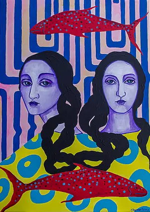 Oksana Chumakova, Le tableau « Une âme pour deux »,, Peinture acrylique - toile, 50 x 70