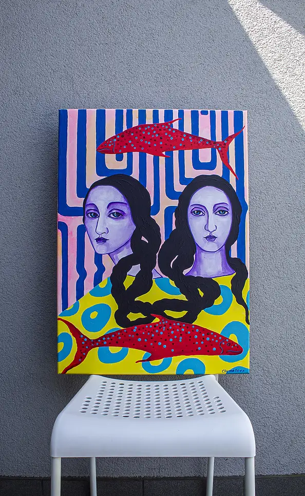 Oksana Chumakova, Le tableau « Une âme pour deux »,, Peinture acrylique - toile, 50 x 70