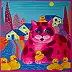 Oksana Chumakova, Das Gemälde „Die Fischerkatze“, Acrylgemälde - Leinwand, 60 x 60