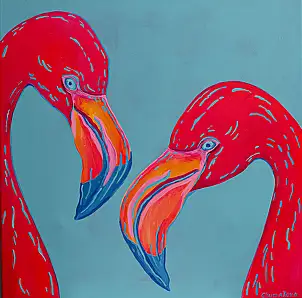 Oksana Chumakova, Obraz "Ptaki", 2026., Obraz akrylowy - płótno, 60 x 60