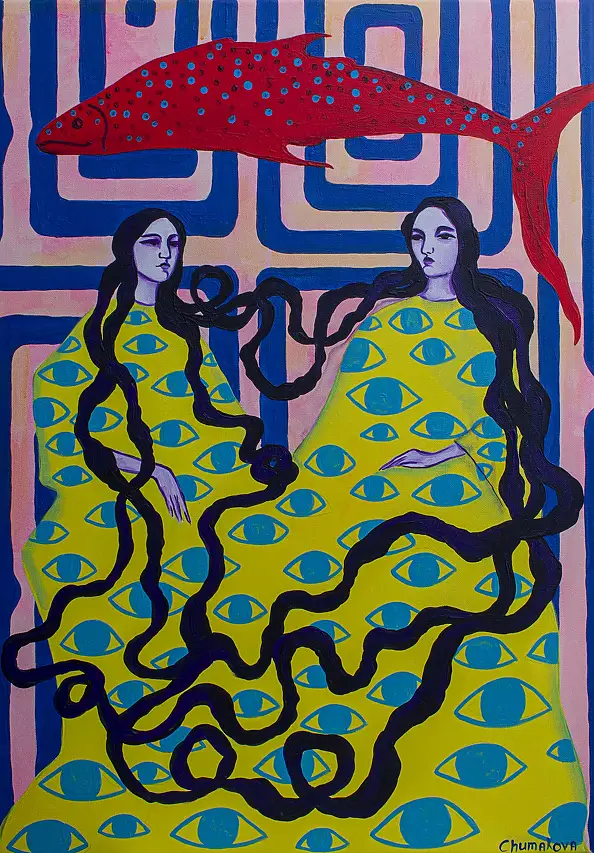 Oksana Chumakova, Gemälde „Tenet“, 2026., Acrylgemälde - Leinwand, 50 x 70