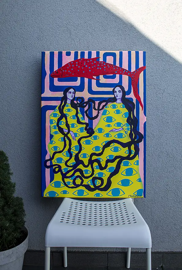 Oksana Chumakova, Gemälde „Tenet“, 2026., Acrylgemälde - Leinwand, 50 x 70