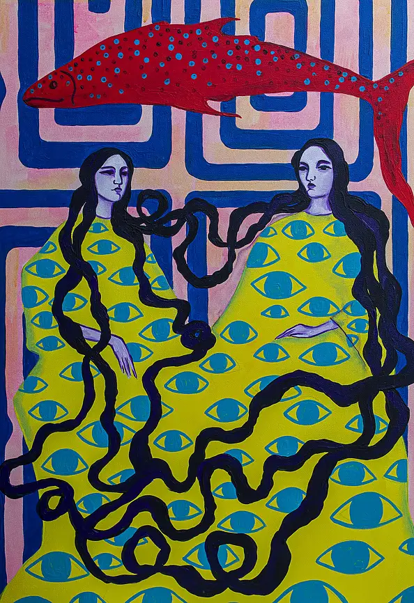 Oksana Chumakova, Gemälde „Tenet“, 2026., Acrylgemälde - Leinwand, 50 x 70