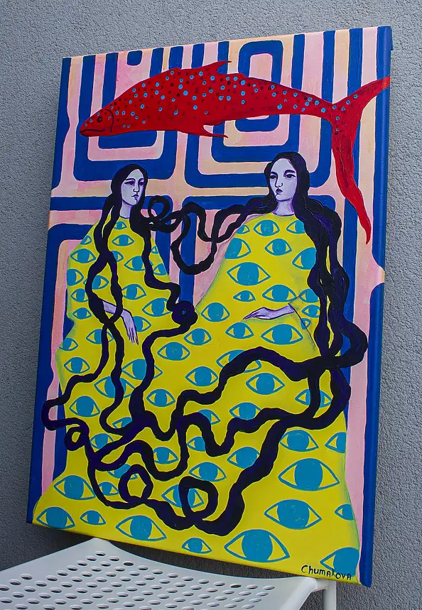 Oksana Chumakova, Gemälde „Tenet“, 2026., Acrylgemälde - Leinwand, 50 x 70