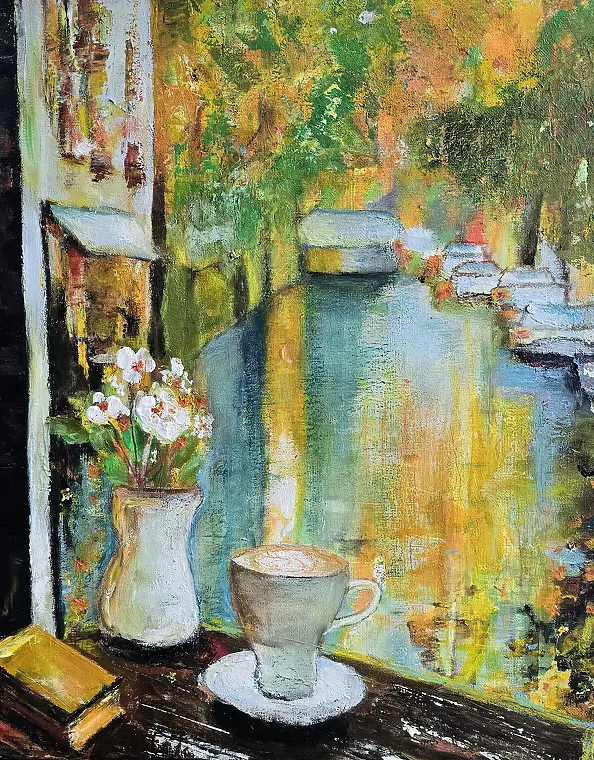 Ewa Mościszko - Acrylic painting, 50x70x1cm. Title: Cappuccino