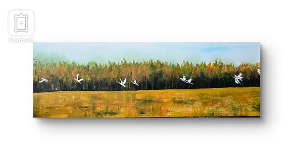 Ewa Mościszko - Obraz akrylowy na płótnie,  120x40x2cm,  Podlaskie granice 