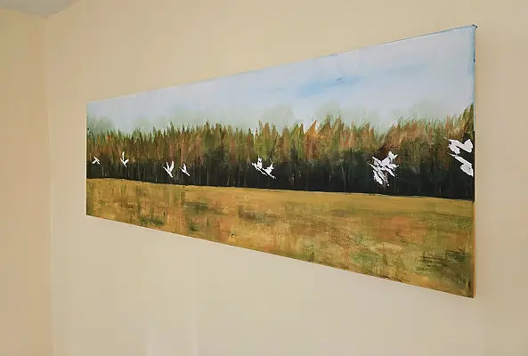 Ewa Mościszko - Obraz akrylowy na płótnie,  120x40x2cm,  Podlaskie granice 