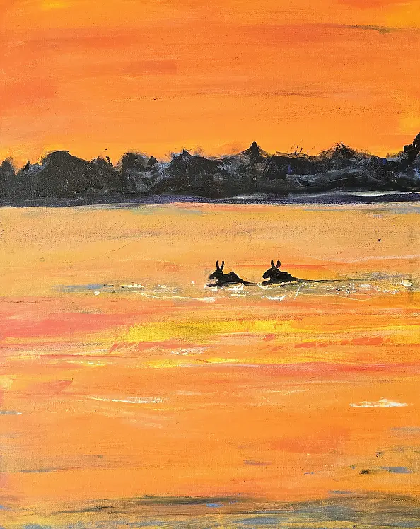 Ewa Mościszko - Acrylic painting on canvas, 40x50x2, titled Crossing