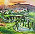 Krystyna Mościszko - Acrylic painting on canvas 50x50x2, Tuscany