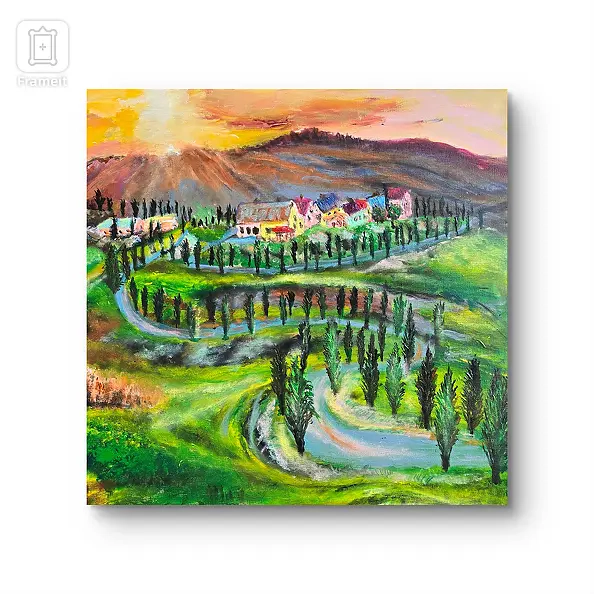 Krystyna Mościszko - Acrylic painting on canvas 50x50x2, Tuscany