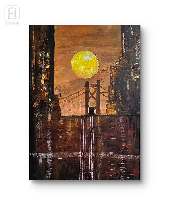 Ewa Mościszko - Acrylic painting on canvas 80x40x2cm, titled San Francisco sunrise
