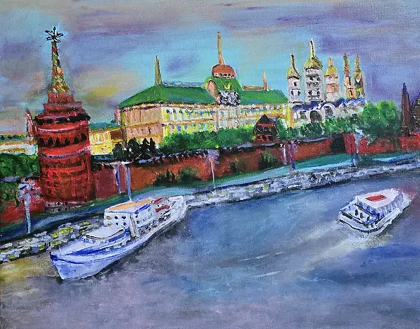 Krystyna Mościszko - Obraz akrylowy na płótnie,  Kreml, 40x50x2 cm