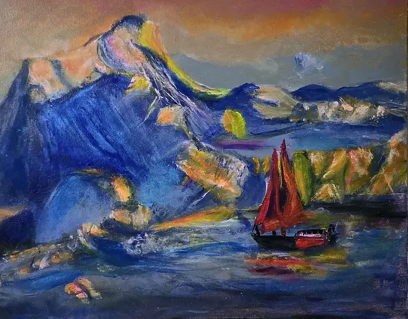 Krystyna Mościszko - Acrylic painting titled Greenland,