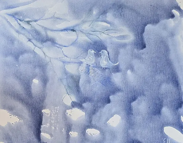 Ewa Mościszko - Acrylic painting entitled Our Rendez-Vous/50x40x2