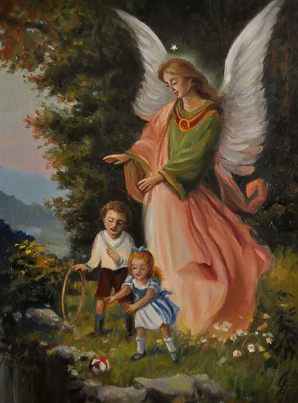 Damian Gierlach - Oil painting Guardian Angel 30/40 Portrait of Gierlach