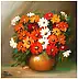 Grażyna Potocka - Oil painting ZINNIAS 50cm-50cm