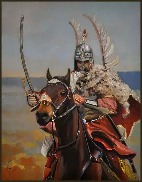 Damian Gierlach - Obraz olejny Husarz 35x45 Husaria GIERLACH