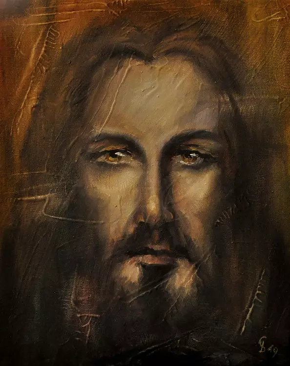 Damian Gierlach - Oil painting JESUS CHRIST CAŁUN 24x30 GIERLACH