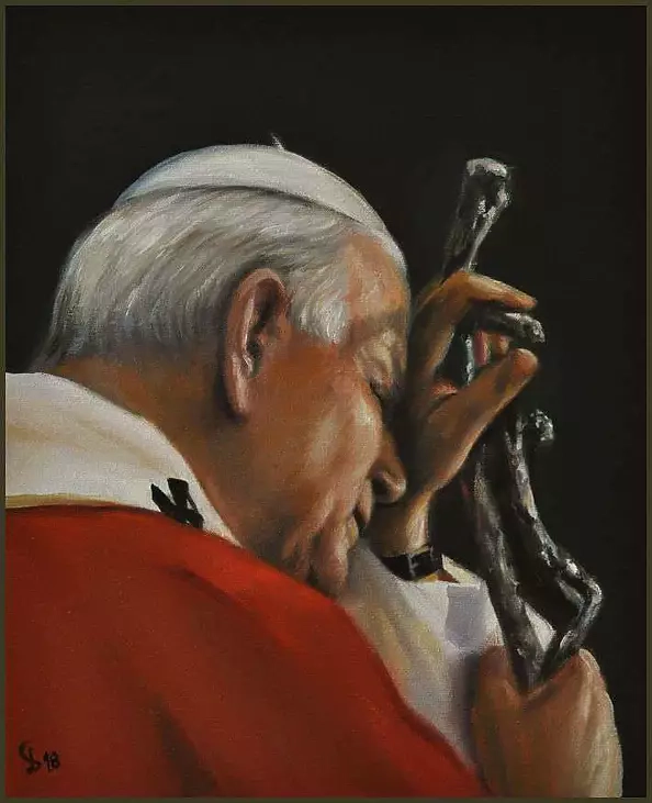Damian Gierlach - Oil painting John Paul II 24x30 Portrait of GIERLACH