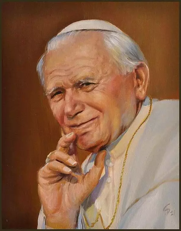 Damian Gierlach - Oil painting John Paul II 24x30 Portrait of GIERLACH