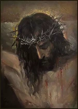 Damian Gierlach - Картина маслом Иисус Христос 33x46 Портрет ГИЕРЛАХА
