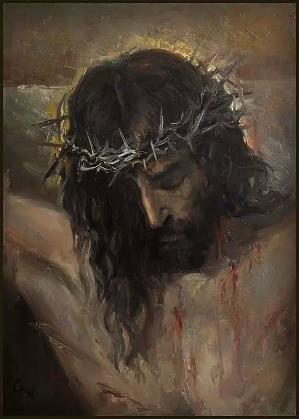 Damian Gierlach - Obraz olejny Jezus Chrystus 33x46 Portret GIERLACH