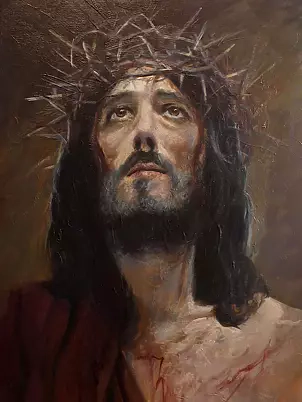 Damian Gierlach - Ölgemälde Jesus Christus Porträt 46/61 Gierlach