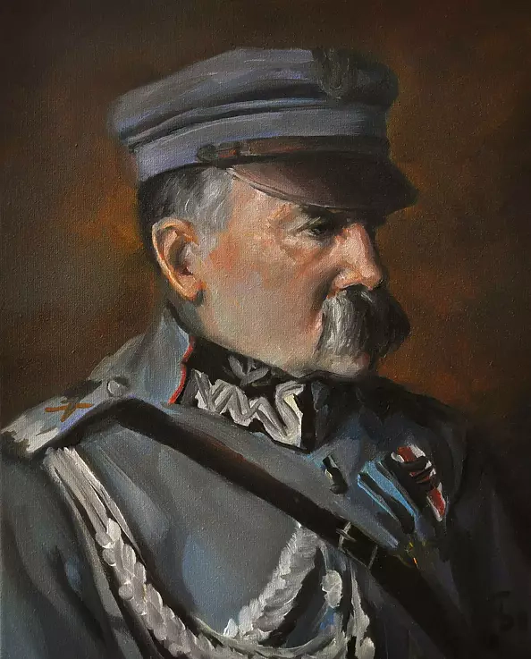Damian Gierlach - Obraz olejny Józef Piłsudski Portret 24x30 GIERLACH