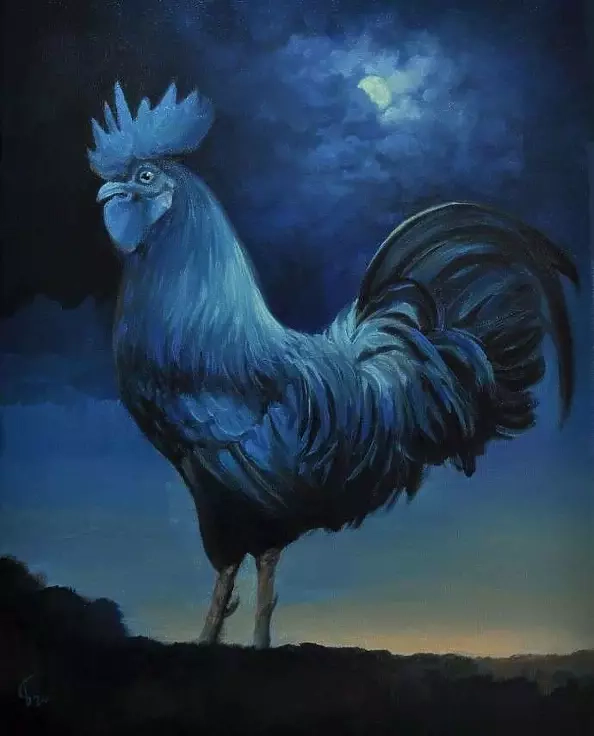 Damian Gierlach - Obraz olejny Kogut "Blue Roostie" 40x50 GIERLACH