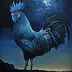 Damian Gierlach - Peinture à l'huile Coq "Blue Roostie" 40x50 GIERLACH