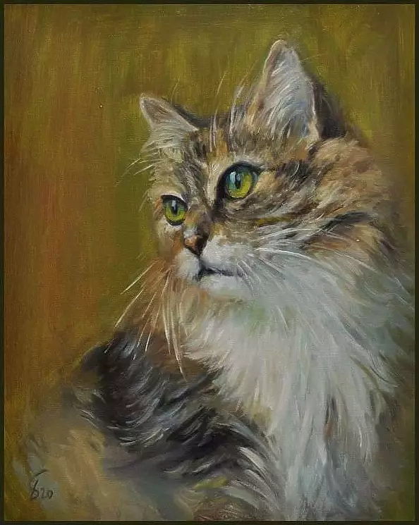 Damian Gierlach - Oil painting Norwegian Cat 24x30 GIERLACH