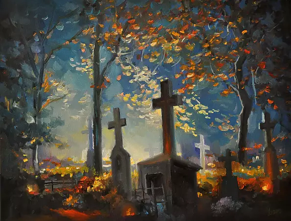 Damian Gierlach - Obraz olejny MEMORIAM Noc Wszystkich Świętych GIERLACH