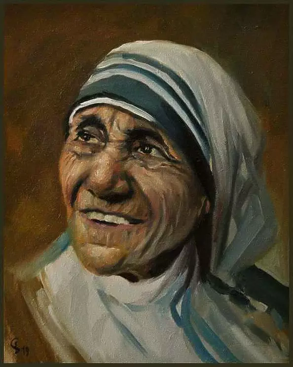 Damian Gierlach - Oil painting of Mother Teresa from Calcutta 24x30 GIERLACH