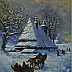 Damian Gierlach - Peinture à l'huile NOUVEL AN 1925 Paysage d'hiver 60x50cm Gierlach