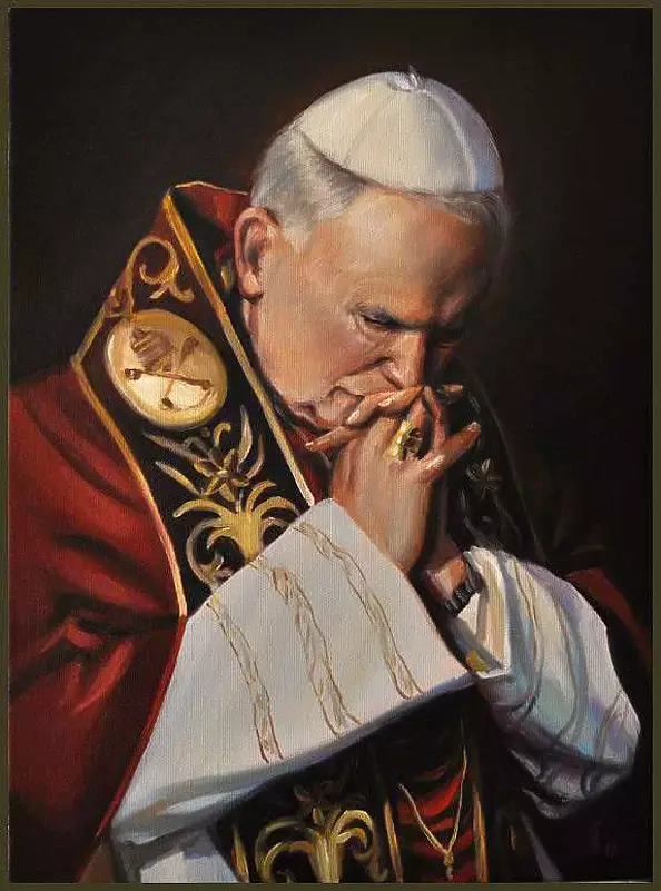 Damian Gierlach - Oil painting of Pope JAN PAWEŁ II 30x40 GIERLACH