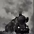 Damian Gierlach - Pittura ad olio Locomotiva a vapore 1945. Ferrovia 30x40 GIERLACH