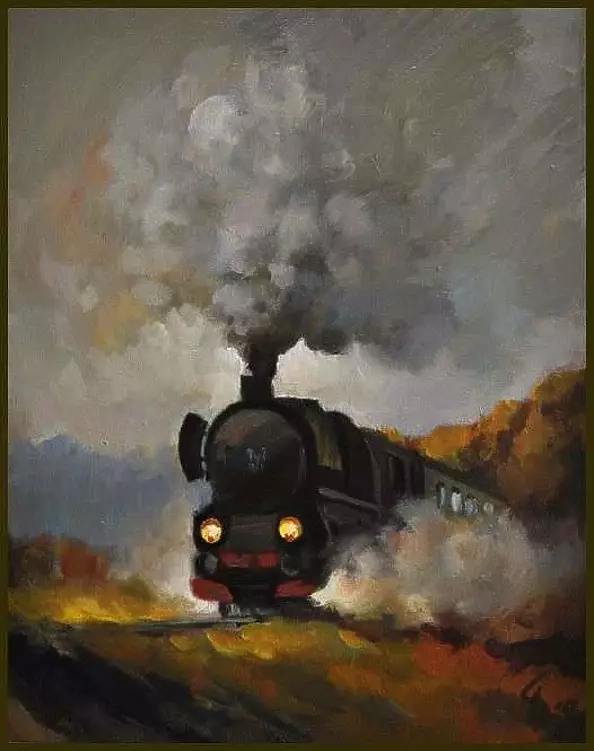 Damian Gierlach - Obraz olejny Parowóz 24x30 GIERLACH