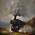 Damian Gierlach - Peinture à l'huile Locomotive à vapeur 24x30 GIERLACH